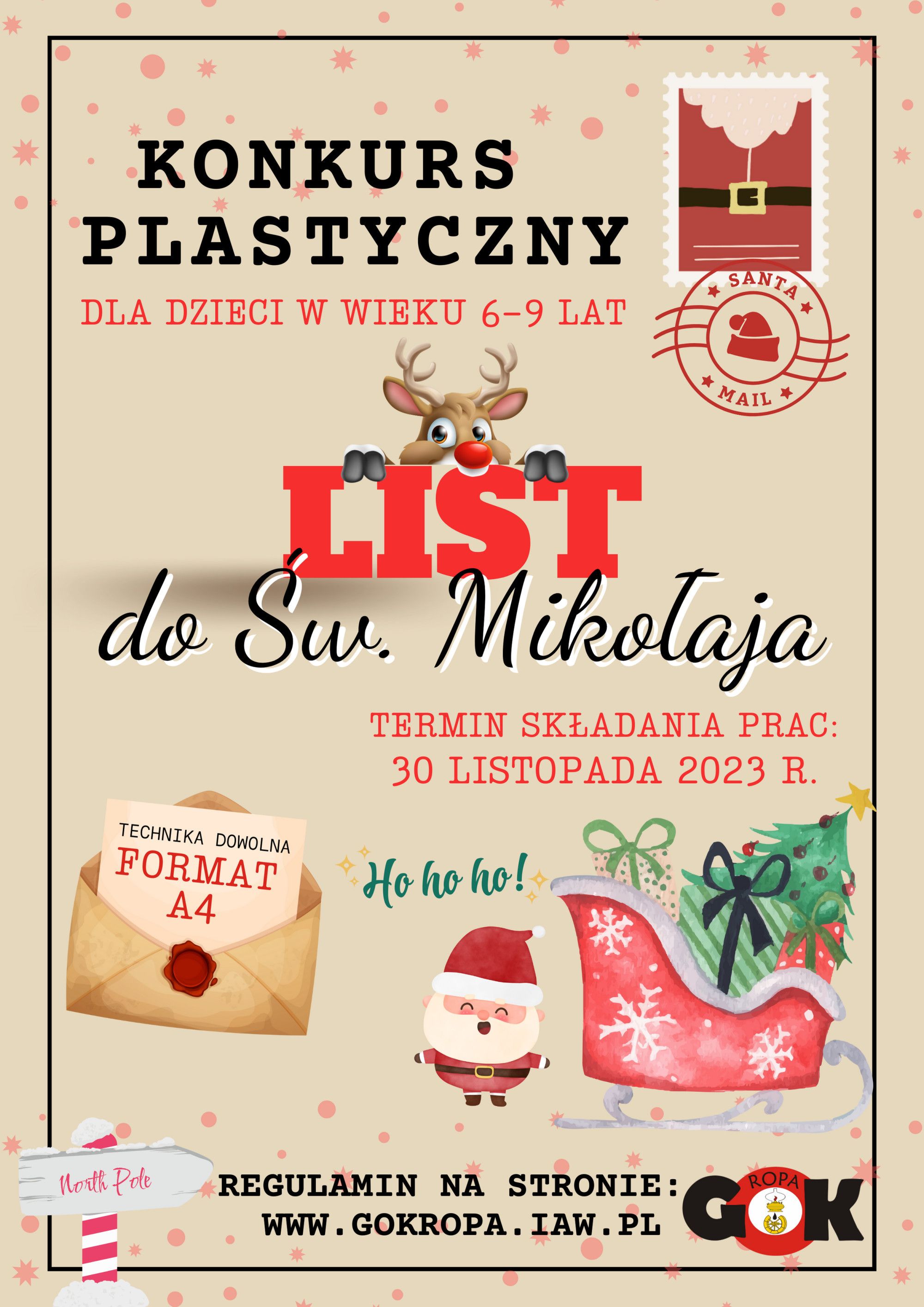 KONKURS PLASTYCZNY LIST DO ŚW. MIKOŁAJA - GOK w Ropie