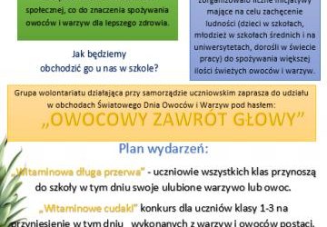 Światowy Dzień Owoców i Warzyw -  Zapraszamy do udziału!