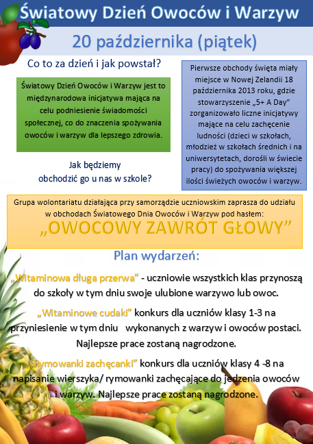 Światowy Dzień Owoców i Warzyw -  Zapraszamy do udziału!